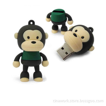 Customized PVC Cute Monkey Shaped USB Flash Pen Drive